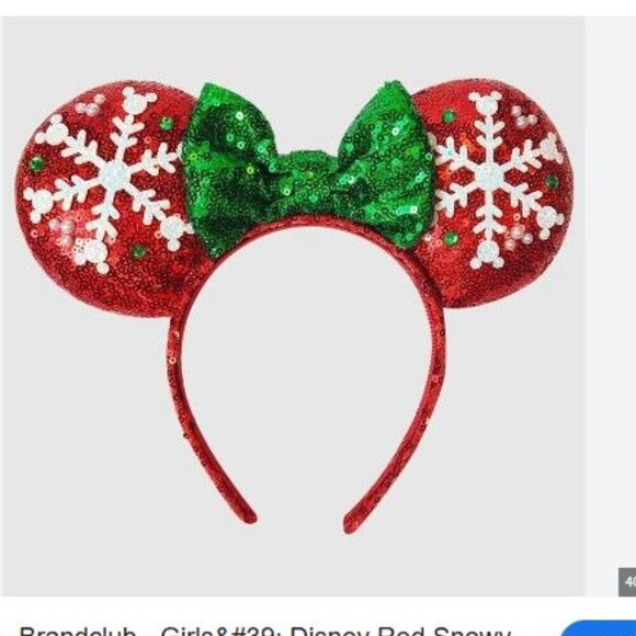 Girls' Disney‎ Red Snowy Minnie Ear Headband - Picture 1 of 2